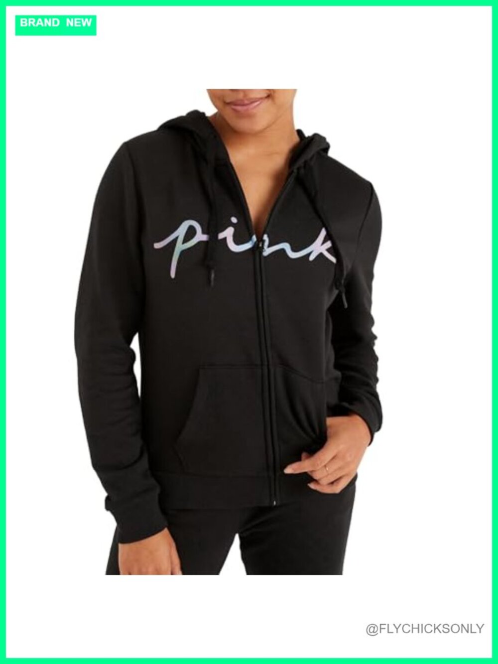 Women's Logo Full Zip-Up Hooded Sweatshirt Relaxed Fit Long Sleeve Casual
